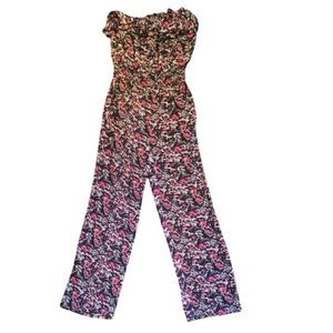 Cheley Strapless Floral One Piece Jumpsuit. Medium